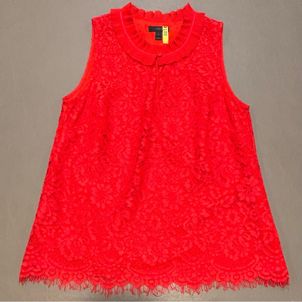 J Crew Red Lace Sleeveless Top